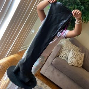 Knee high faux leather boots